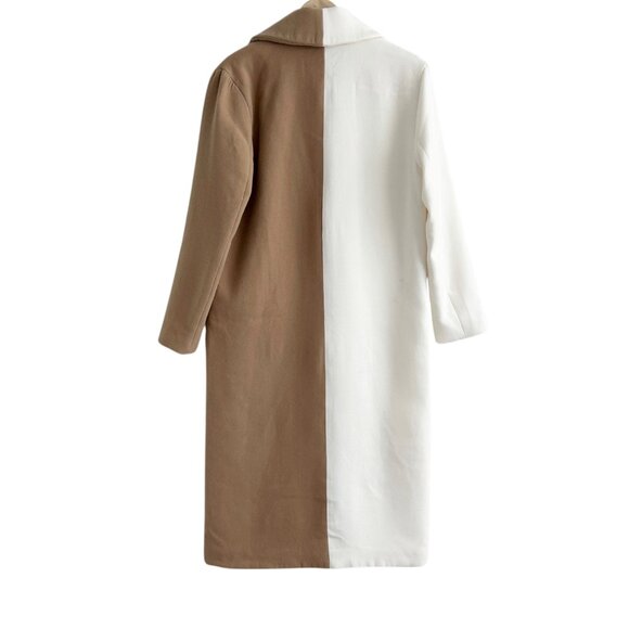 Steve Madden Caroline Two Tone Camel Ivory Long Coat NWT (S) - Picture 10 of 16